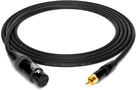 enoaudio Mogami 2534 Quad Professionel Studio Kabel | Neutrik Gold XLR female - Cinch RCA | HiFi, Black, 10 m