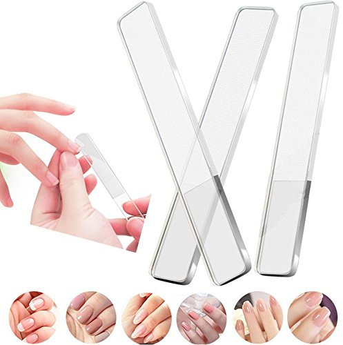 Nagelfeilen aus Nano-Glas, professioneller Kristall-Nagel-Polierer, natürliche Nägel, poliert und glänzend, 3 Stück