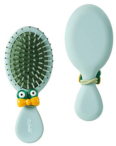 Hair Brush, Detangler Brush for Girls Boys Women Men Kids Wet Dry Hair, Mini Travel Detangling Brush for All Hair Types Glide Through Tangles With Ease for Smoothing Massaging Detangling, Green