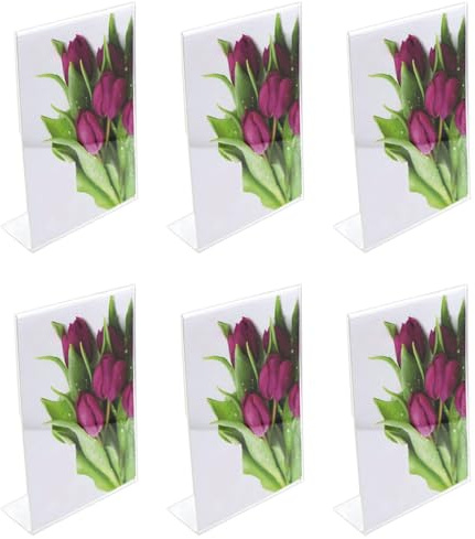 Acan Tradineur - Pack de 6 Portafotos de plástico Transparente, Marcos de Fotos de sobremesa, menú, Carteles, decoración, hogar (Vertical - 15 x 20 cm)