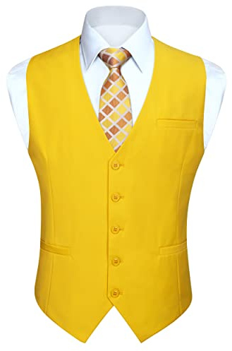 HISDERN Herren Formale Hochzeit Party Weste Baumwolle Einfarbig Weste