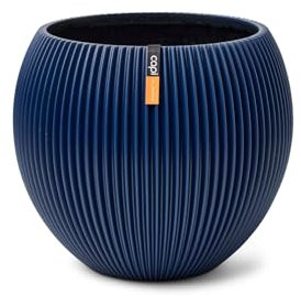 Capi Europe - Vase Boule Groove Colours - 18x15 - Bleu foncé - Ouverture Ø11 - Pot pour l'intérieur - BGVDB102