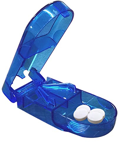Luckyki Pastiglie,Taglierina e Divisore Pastiglie Trasparente con Dispenser - Portapillole Portatile con Lama Taglio, Interruttore Pastiglie da Viaggio, Campeggio, Viaggi