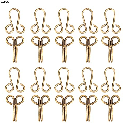 Haken Und Ösen Zum Annähen, Verschlüsse Für Jacken, Haken Und Augen,Haken Und Ösen Zum Nähen Gold, Haken Und Ösenriegel Für Kleidung 10 Stück Pelzmantel Hakenverschlüsse Nähen Für Übermante(Bronze)