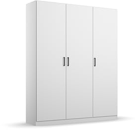 Rauch Möbel Allrounder, Kleiderschrank, Farbe Weiß, Breite 136 cm | Schrank, Mehrzweckschrank, 3-türig, für Schlafzimmer, Kinderzimmer, Hauswirtschaftsraum, Putzschrank, Garderobe, Flur