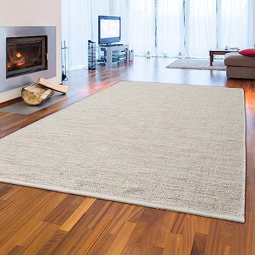 Teppich-Traum Tapis en Laine élégant, tissé à la Main Chambre à Coucher résistant, Beige crème de qualité, 200 x 290 cm