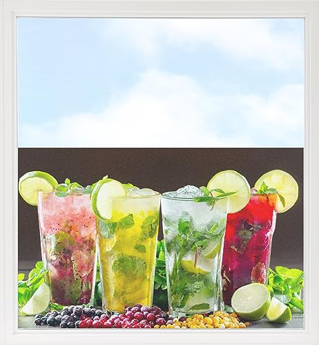GRAZDesign Fensterfolie Blickdicht Sichtschutz, Sichtschutzfolie Fenster, Glastüren, Küche Küchenfenster, Milchglasfolie Bedruckt mit Motiv Bunte Cocktails 90x57cm