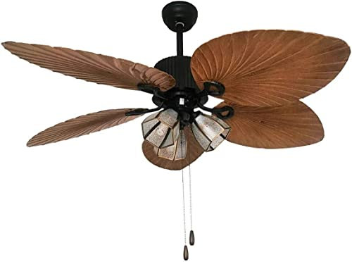 Palm Island Bali Breeze Ventilador de techo con luz Moderno tropical interior/exterior Ventilador de techo con lámpara Cinco hojas de palma con control remoto/Control de cadena de tracción Araña de ve