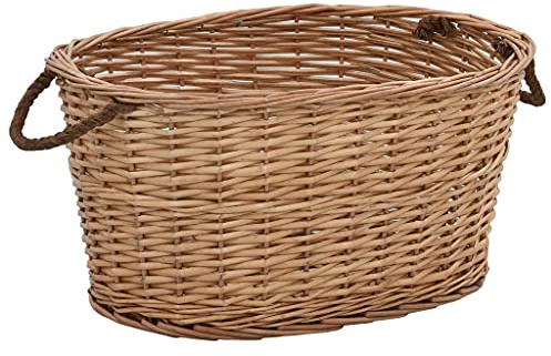 Homgoday Panier à bois de chauffage avec poignées de transport en osier naturel 58 x 42 x 29 cm