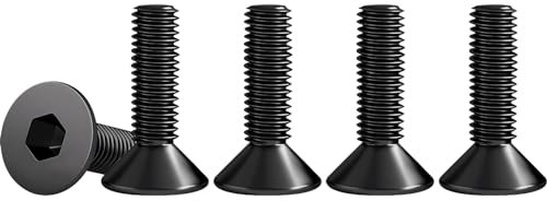 Drenky 50 Pièces M4 X 16mm Vis à Tête Fraisée，à Six Pans Creux Noir en Acier Inoxydable A2 V2A Filetage Complet Norme DIN 7991 / ISO 10642 Vis Hexagonales