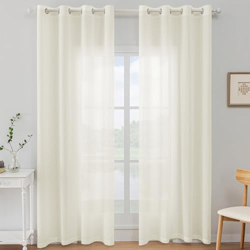 Ystyle Cortinas Salon Modernas 2 Piezas, 140x145cm, Beige | Visillos Dormitorio Cortinas Translucidas Cortina Ventana, Con Ojales De Comedor Habitacion, Voile Sala For Living Room