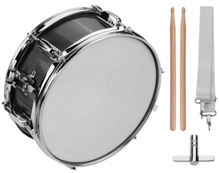 Sunydog 12inch Snare Drum with Drumsticks Shoulder Strap Drum Key, Percussion Instrument for Students Beginners, Portable Marching Snare Drum Set (Black)