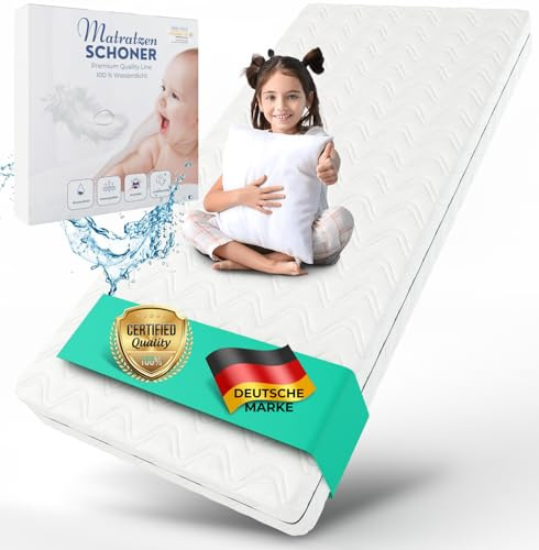 ALAVYA HOME® Barnmadrass 90 x 200 Cozy 10 cm hög, inklusive madrasskydd upp till 30 cm höjd Oeko Tex 100, certifierad med tvättbart överdrag, hårdhetsgrad H2, madrass för spjälsäng, hussäng