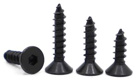 Metal Screws 10pcs M4 M5 M6 Self-tapping Screw Carbon Steel Flat Head Black Inner Hex Countersunk Tapping Wood Bolts (Color : 30mm, Size : M4 10pcs)