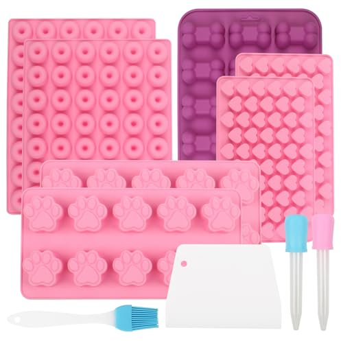 KAHOUI 11 Stück Backmatte Hundekekse, Backmatte Silikon für Hundeleckerlies Set, Hundekekse Backform mit Schaber, Backpinsel, für DIY Hundeleckerlies, Schokolade, Kekse, Süßigkeiten, Gelee, Eiswürfel