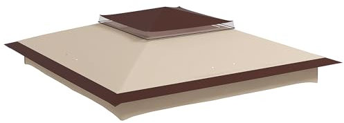 Outsunny Tetto di Ricambio Pop Up da 3.3x3.3 m, Tetto Gazebo a 2 Livelli con Protezione UV 30+, Beige