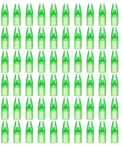 PATIKIL Tir Arc Flèches Encoches 7mm, 60 pcs Plastique Colle sur Flèche Encoche Remplacement pour Chasse Flèches Compound Arc RecuRVe Arc, Transparent Vert