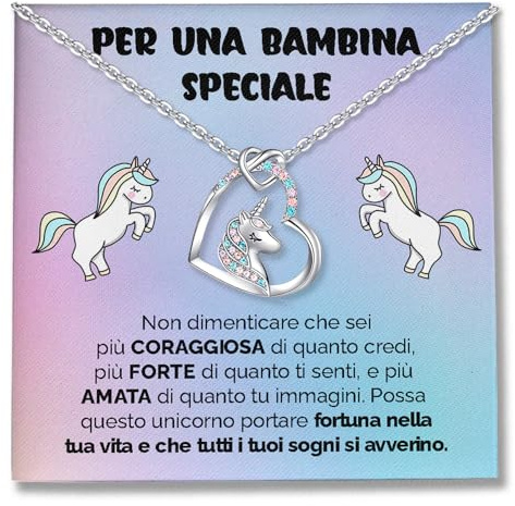 SOFIA FERRER Regalo Bambina 10 Anni, Collana Unicorno, Regali Bambina 7, 8, 9, 10, 11 Anni, Collana Ragazza Argento 925, Regalo Ragazza 12 Anni Femmina, Idee Regali Bimba, Natale (SOGNI)