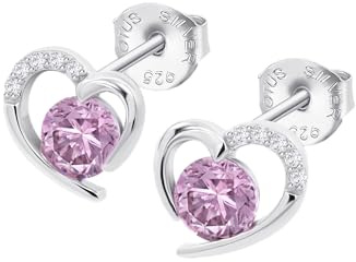 LOTUS SILVER Pendientes Mujer Plata de Ley 925 ml LP3106-4/2 - Corazón - Ligeros, Cómodos y Resistentes - Cierre Seguro - Aretes de Mujer con Circonitas Engastadas - Colors