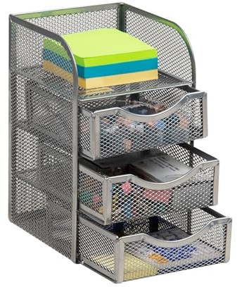 Mind Reader Almacenamiento de accesorios de escritorio, cesta de clip para carpeta de papel, espacio de trabajo, oficina, malla metálica, 4.75 pulgadas de largo x 5 pulgadas de ancho x 8 pulgadas de
