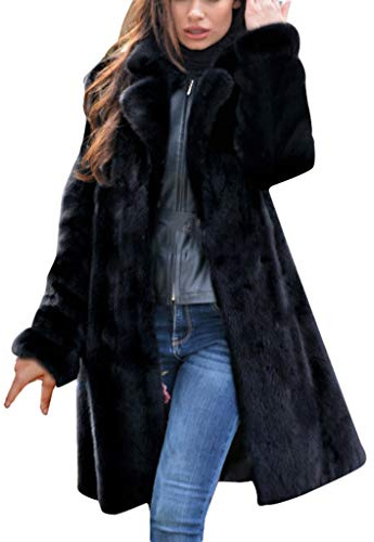 Liaddkv Cappotto Lungo da Donna in Trapunta Invernale in Pelliccia Sintetica Elegante Monocromatico Giacca in Pelliccia Sintetica Pelliccia Sintetica per Inverno Giacca in Pile a Maniche Lunghe con