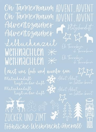 Fräulein Lotti | Kerzenfolie Kerzenaufkleber Kerzentattoo - Thema: Weihnachten 2 Weiß A5 | Wasserschiebefolie Tattoofolie Aufkleber Folie für Kerzen |