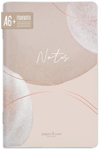 Häfft paper&you® Notizheft Classic A6+ klein & praktisch Soft Beige | Ideal für unterwegs: 64 linierte, nummerierte Seiten mit 90g/m²-Papier, Softcover & abgerundeten Ecken