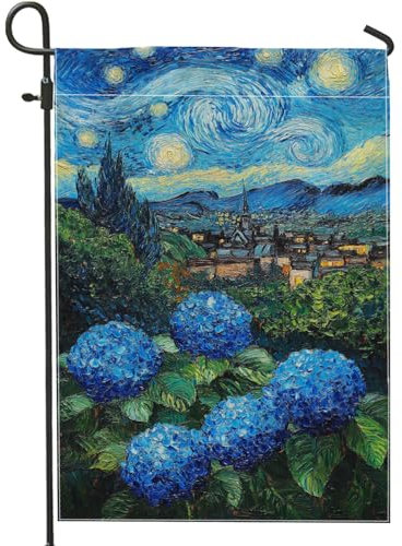 Drapeau de jardin d'hortensia printanier et été, décoration florale bleue, panneau de cour extérieur, art double face pour fête de jardin, décoration de pelouse, 30,5 x 45,7 cm