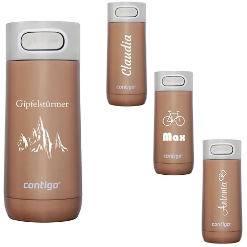 Contigo Luxe Autoseal Thermal Mug with Engraving - Name Stainless Steel Insulated Mug, Travel Mug, Coffee Mug to Go, Leak-Proof, Easy-Clean Lid, BPA-Free, 360 ml (White Zinfandel)