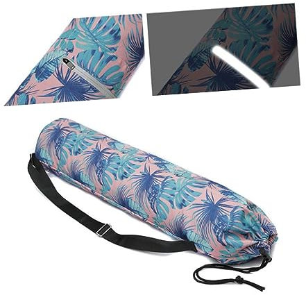 POPETPOP Druckmotivierte Yoga Tasche Canvas Mit Kordelzug Und Reflektierendem Reißverschlussfach Für Sport Fitness Und Reisen Passend Für Yogamatten Und