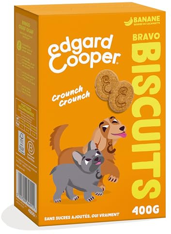 Edgard Cooper hundgodis, (banan, 400 g x 1), bravokakor, hundkakor, växtbaserad mat, frukt, grönsaker och örter, riktiga ingredienser för hundar
