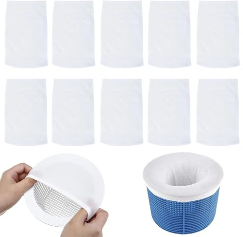 FWORUAIS Pack of 10 Pool Skimmer Socks, Filter Socks, High-Quality Skimmer Socks for Skimmer Basket, Reusable Fine Filter Mesh Nets for Pools, Swimming Pools, Filter Accessories