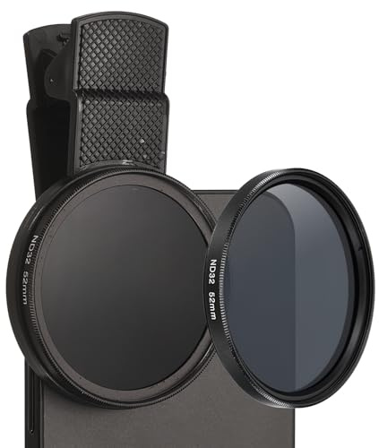 PATIKIL 52mm Objectif pour Appareil Photo De Téléphone, Filtre Clip-on ND32 Lentille Polarisante Circulaire pour La Plupart des Smartphones Et Appareils Photo DSLR, Noir
