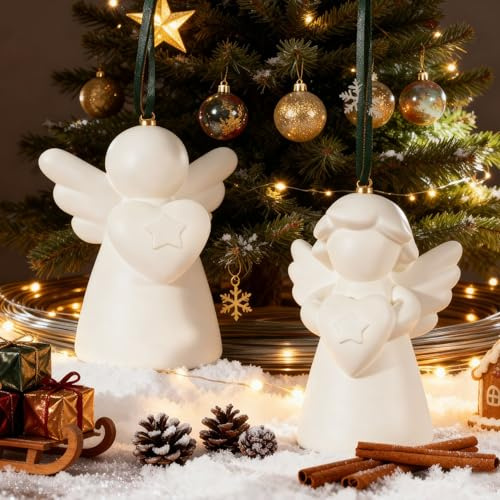 Silikonformen Gießformen Weihnachten, 2er Silikonform Engel Silikonform Weihnachten Gießform Kerzenhalter Gips zum Gießen Engel Gießformen Silikon Weihnachten Gießform Engel Kerzenhalter (C)