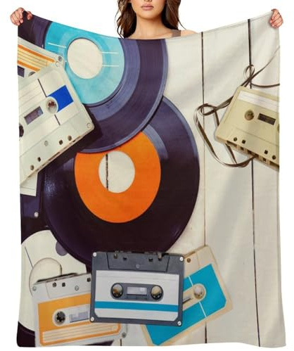 Rustic Cassette Tape Blanket, Throw Blanket for Flannel Blankets Lightweight Cozy for Bed Couch Sofa 60x50