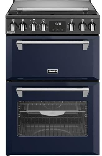Stoves 60cm wide Double Oven Dual Fuel Richmond DX MRA 60DF Mini Range Cooker - Midnight Blue - A/A Rated