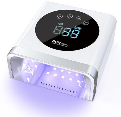 NAILGIRLS Lámpara LED UV recargable, secador de uñas inalámbrico de 150 W para gel y esmalte regular, secador LED de gel de curado de esmalte de uñas con 4 ajustes de temporizador, sensor automático ﻿