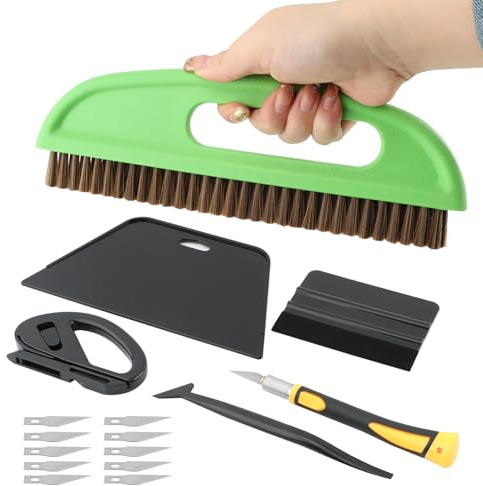 Wallpaper Installation Tool Kit, 6-Piece Set with Felt Squeegee, Smoothing Brush, Craft Knife and Blades for Peel and Stick Wallpaper, Vinyl Backsplash