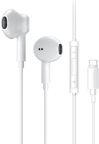 Oeing Écouteurs pour Phone, écouteurs avec câble avec Isolation du Bruit, Support contrôle du Volume des appels, Compatible avec iPhone 14/13/12,Compatible avec iOS (Linhing)