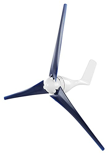 Haofy Kit de Generador de Turbinas Eólicas de Resistencia a Altas Temperaturas de 100 W, Aerogenerador de 3 Palas para Barcos, Cabinas o Casas Móviles, Aleación de Carga + Plástico Azul (48V)
