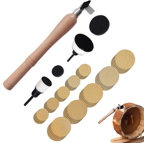 Levigatrici piccole per spazi ristretti, Levigatrice a,Dischi abrasivi Kit levigatrice a | Levigatrice artigianale, strumento per levigare il legno con manico lungo in legno duro per la lavorazione d