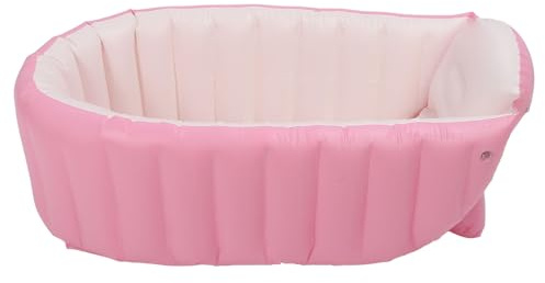 Julihai Aufblasbare Babybadewanne, Rutschfeste Badewanne aus Weichem PVC-Material für Neugeborene, Kleinkinder, mit Luftpumpe, Tragbares Faltbares Reiseduschbecken (PINK)