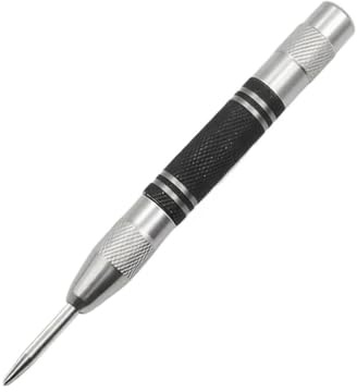 VIDOO Punzone Centrale Automatico Generale Perforatore Woodworking Metallo Trapano Molla Regolabile Strumenti Manuali-Argento -S