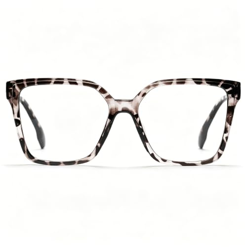 EYEGLSMST Lunettes de Lecture Oversize pour Femmes, Lecteur Anti Lumière Bleue Carré, Lunettes Loupe Anti Fatigue Oculaire