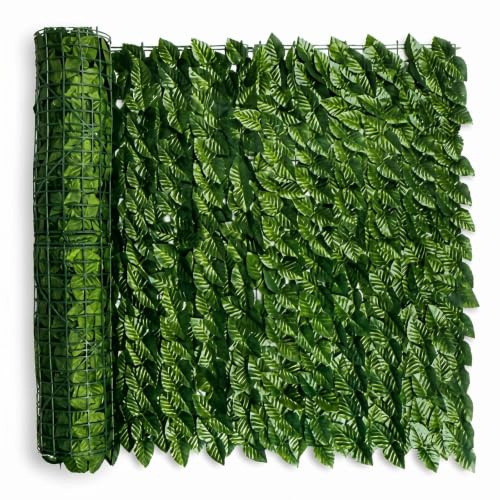 Siepe Artificiale per Privacy 1x3m – Edera Finta Realistica Anti-UV – Recinzione Decorativa da Esterno per Giardino, Balcone e Terrazzo – Installazione Modulare Facile, Verde Intenso