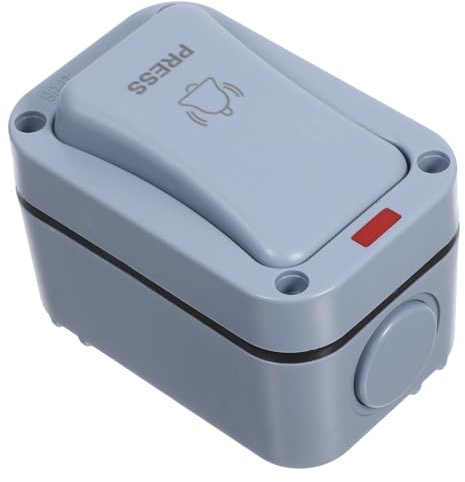 COLLBATH Interruptor exterior con luz indicadora, pulsador estanco rectangular en ABS para puertas y garajes, apto para construcción y espacios al aire libre