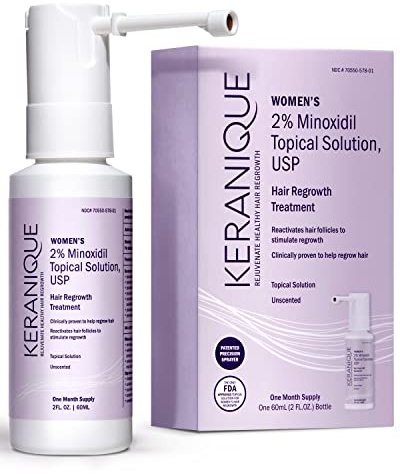 Keranique Hair Regrowth Treatment for Women - 2% Minoxidil for Hair Growth & Thickening - Topical Solution Scalp Treatment for Hair Loss & Thinning w/ Precision Spray Applicator - 2 Fl Oz