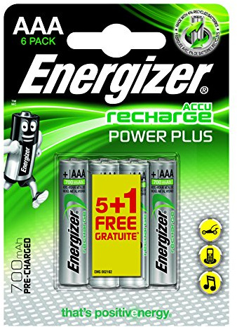 Energizer ENR Recharge Power Plus 700 AAA BP5+1 - Batterie ricaricabili (700 mAh, Nichel-Metallo Idruro (NiMH), AAA, 1,2 V, Argento, 6 pezzo(i)