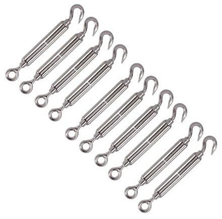 Versandbox24 10x V4A Edelstahl M5 Drahtseil Spannschloss Seilspanner Öse- Haken Spanner Wantenspanner