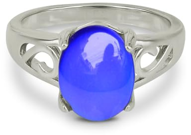 Roliga smycken klassisk silverfärgplätering multifärgbyte oval kristall sten känslor känsla stämningsring, Glas, Ingen ädelsten